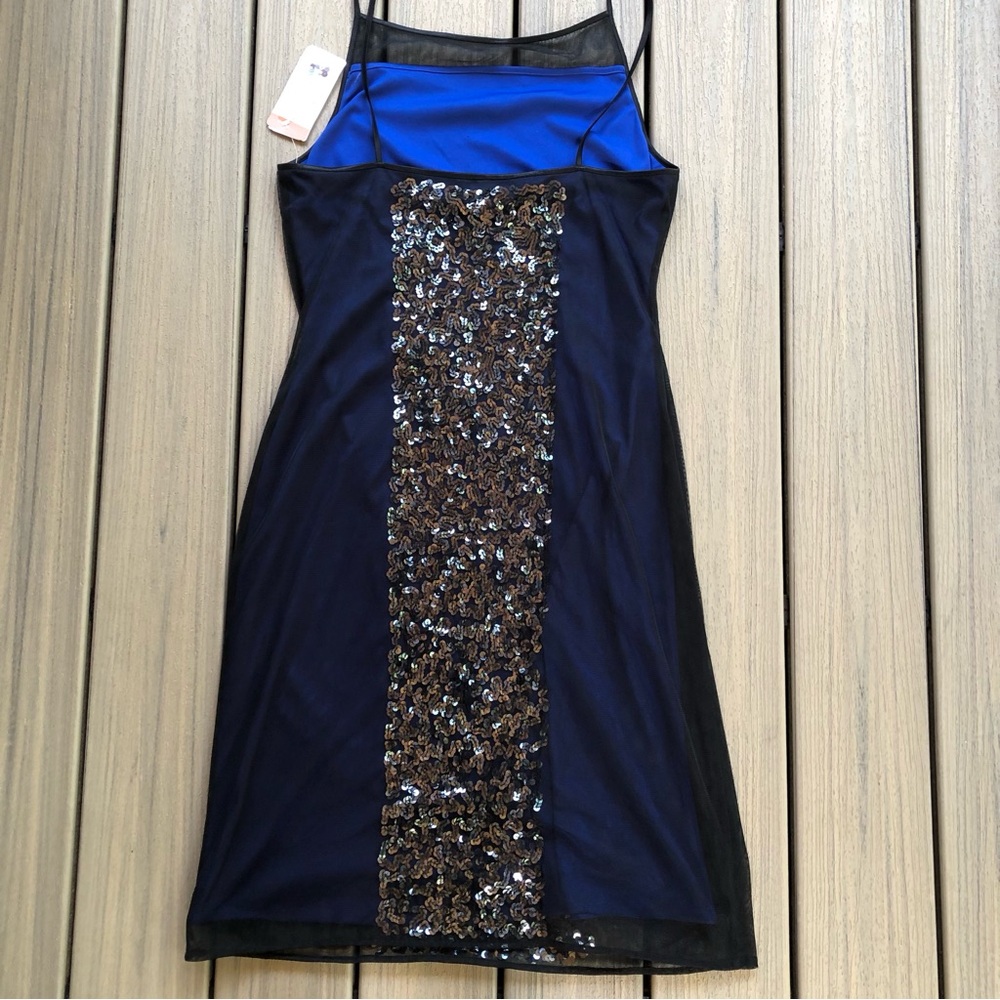 NWT Adrianna Papell Midnight Blue Sequin Evening Sleeveless Midi Dress Size 14 - Picture 4 of 8